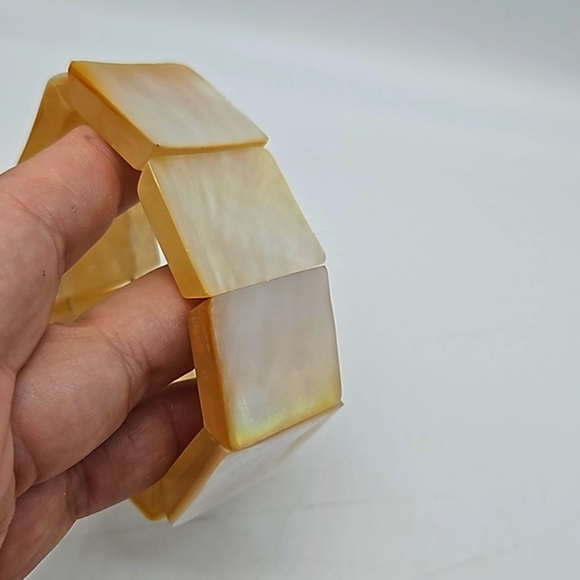 Vintage Laminated Celluloid Layered Link Stretch Bracelet - Picture 10 of 12